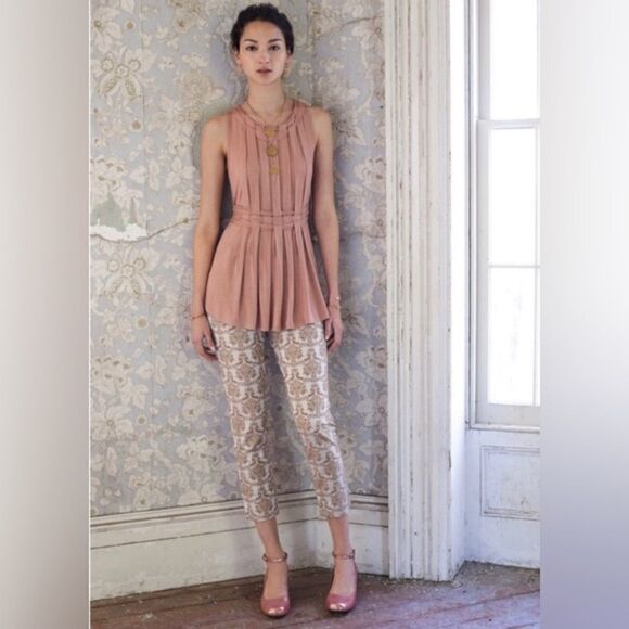 Anthropologie Cartonnier Charlie Ankle Slim Pants Brocade - Picture 1 of 8